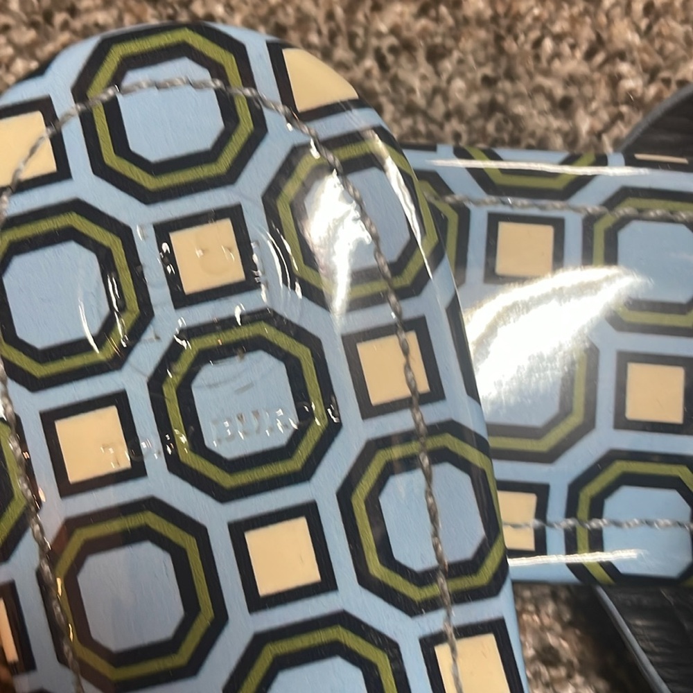 Tory Burch Miller octagon geometric chambray blue sandal size 9 - Picture 4 of 5